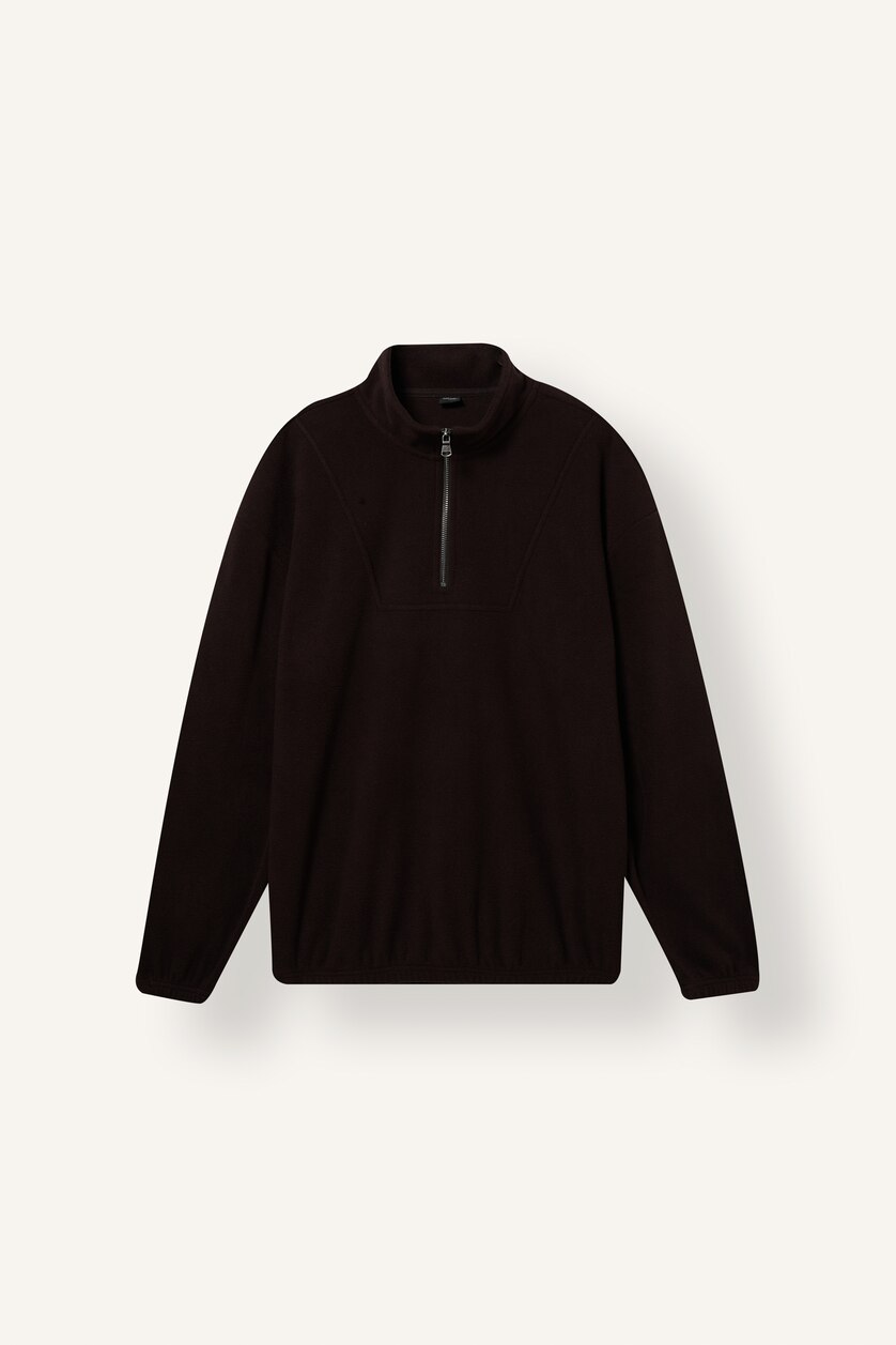 Men Brown Boxy Fit fleece Sweatshirt
