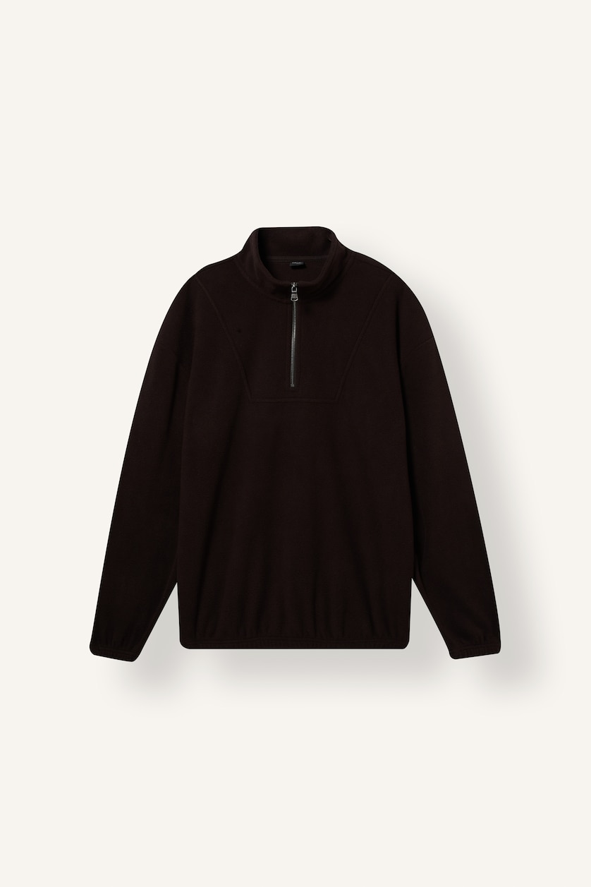 MESHKUJ Brown Boxy Fit fleece Sweatshirt