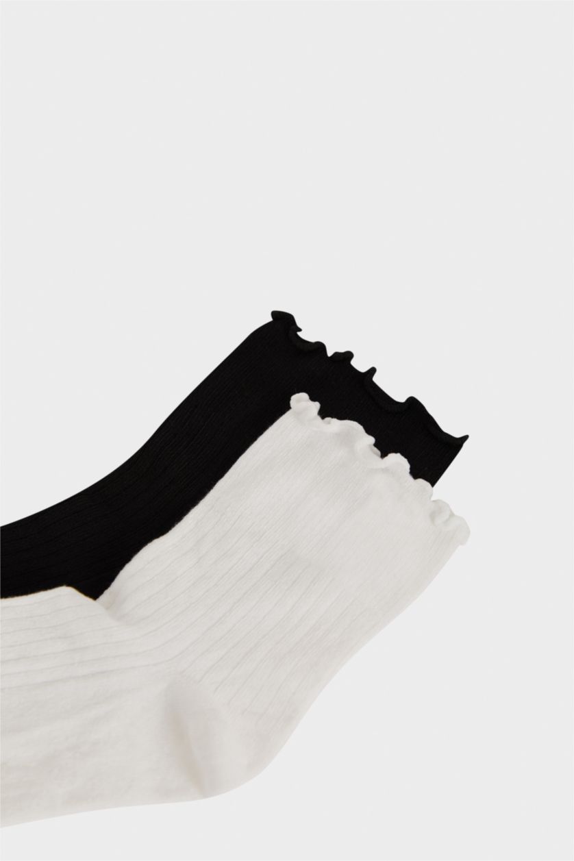 Kadın Karma Kadın Dikişsiz Fırfırlı Ultra Soft 2'li Bambu  Premium Soket Çorap