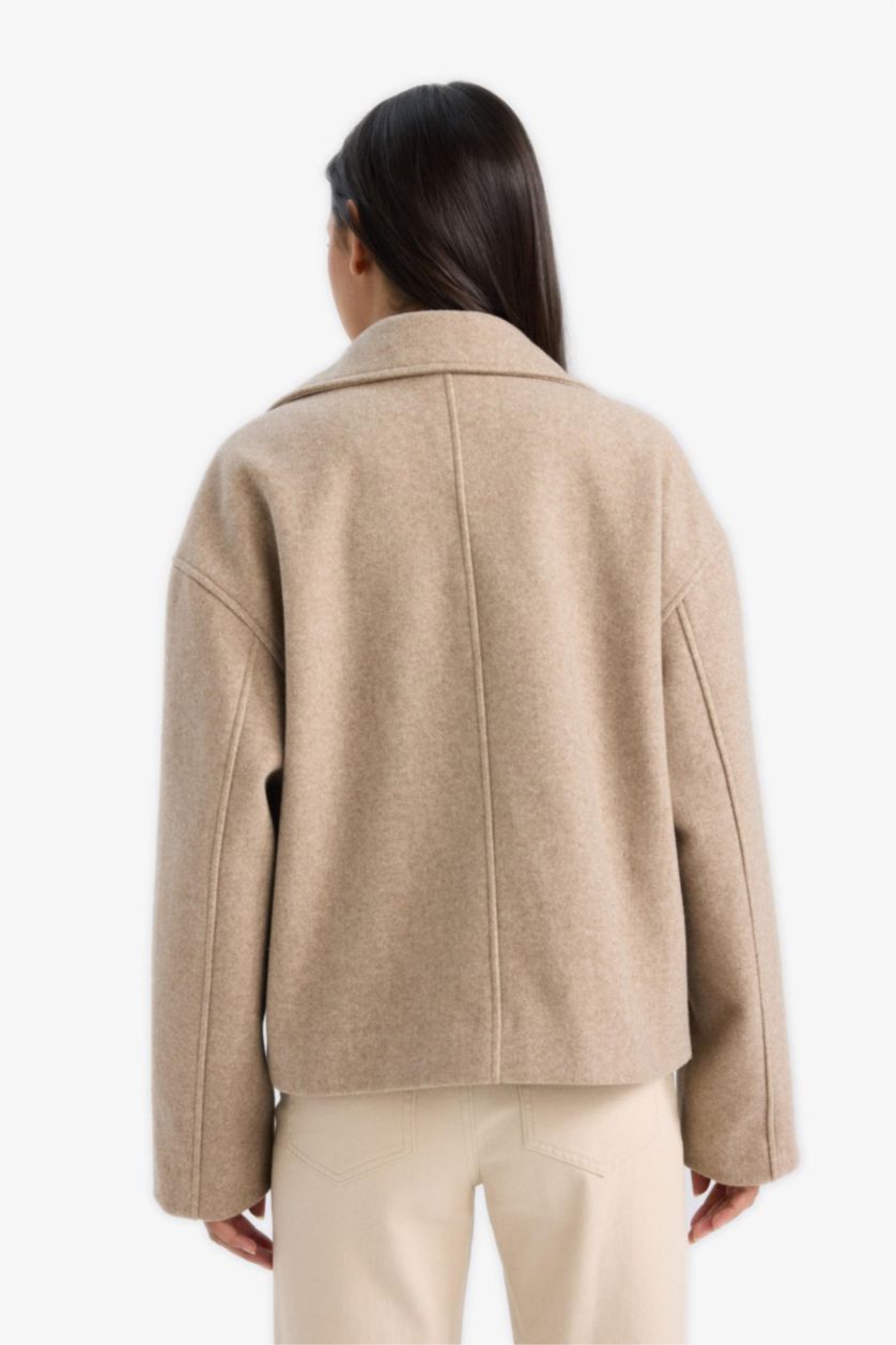 حريمي بيج بالطو صوف بأزرار و قصة عادية