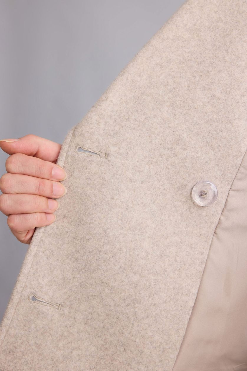 Kadın Bej Kısa Kaşe Kaban