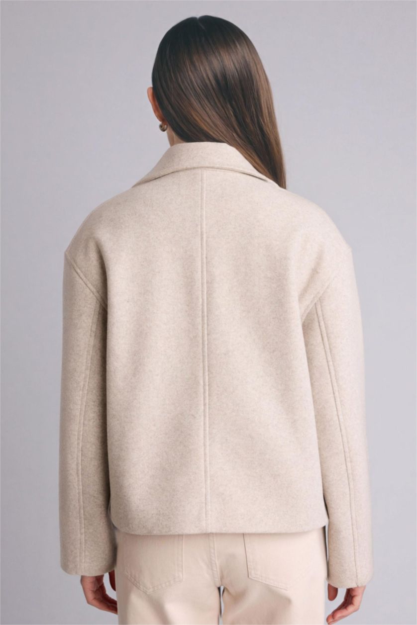 Kadın Bej Kısa Kaşe Kaban