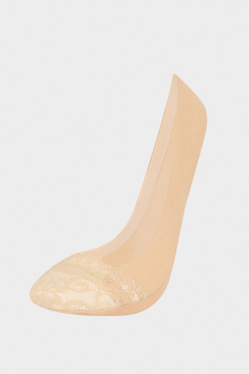 FEMME Beige Chaussettes ballerines avec dentelle pour femme