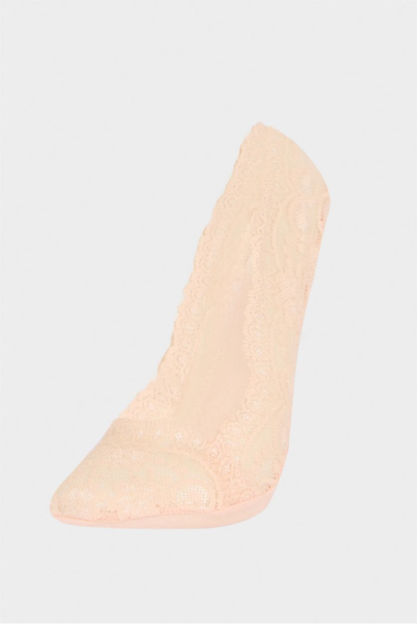 Kadın Açık Pembe Kadın Dantelli Premium Babet Çorap