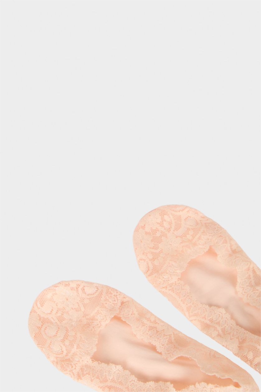 Kadın Açık Pembe Kadın Dantelli Premium Babet Çorap