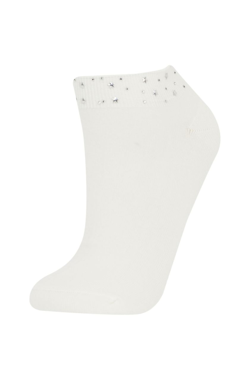 WOMAN White Woman Shiny Star Printed Cotton Ankle Socks