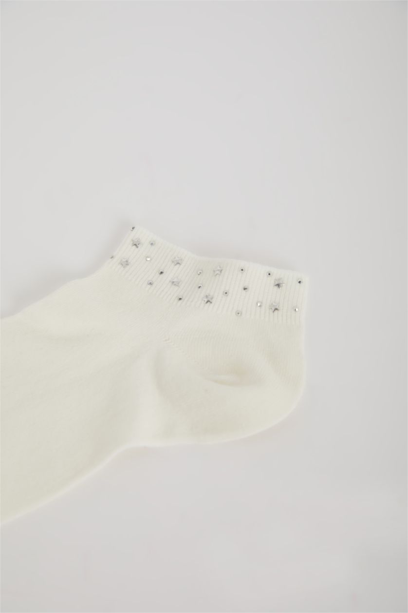 WOMAN White Woman Shiny Star Printed Cotton Ankle Socks