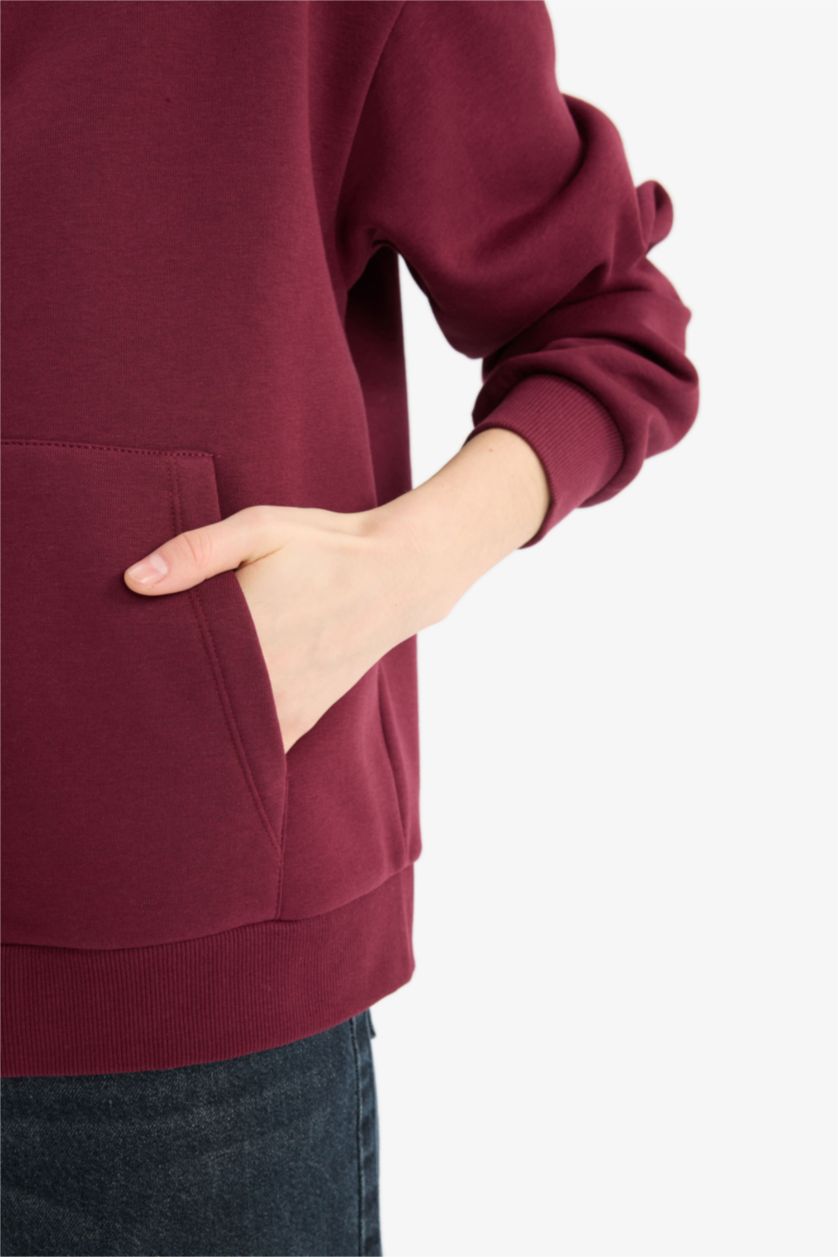 FEMME Bordeaux Sweat à capuche à fermeture zip Coupe décontractée