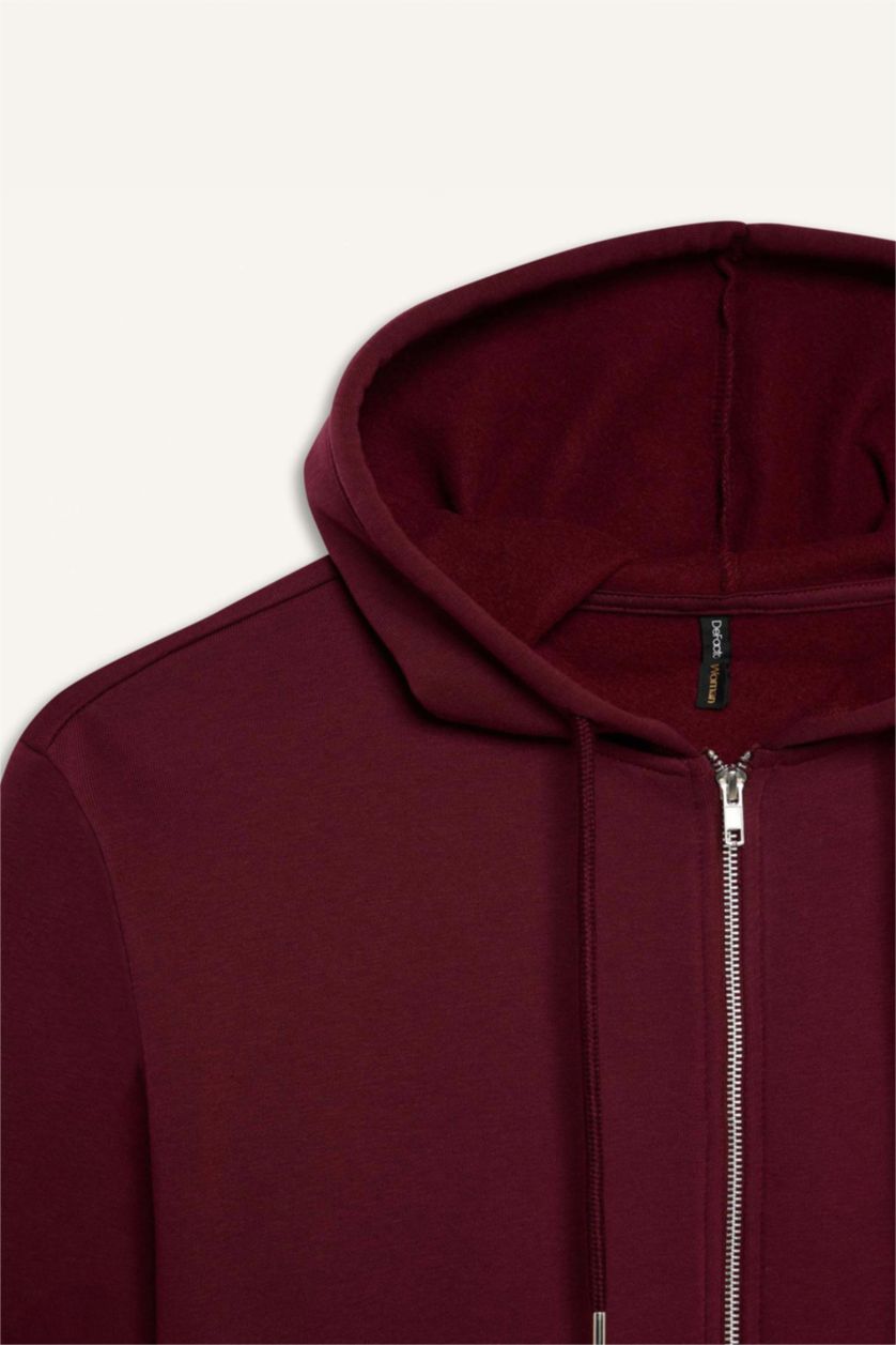 FEMME Bordeaux Sweat à capuche à fermeture zip Coupe décontractée