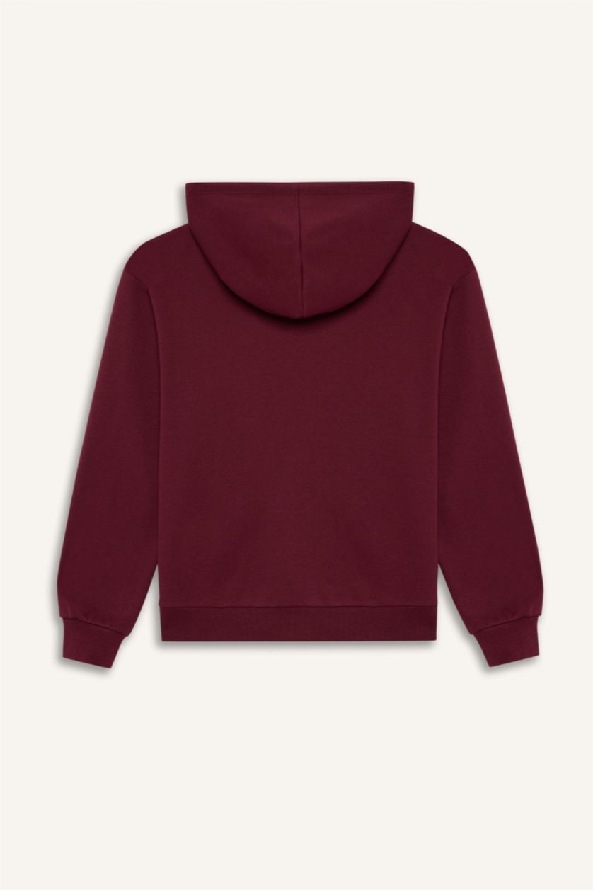 FEMME Bordeaux Sweat à capuche à fermeture zip Coupe décontractée