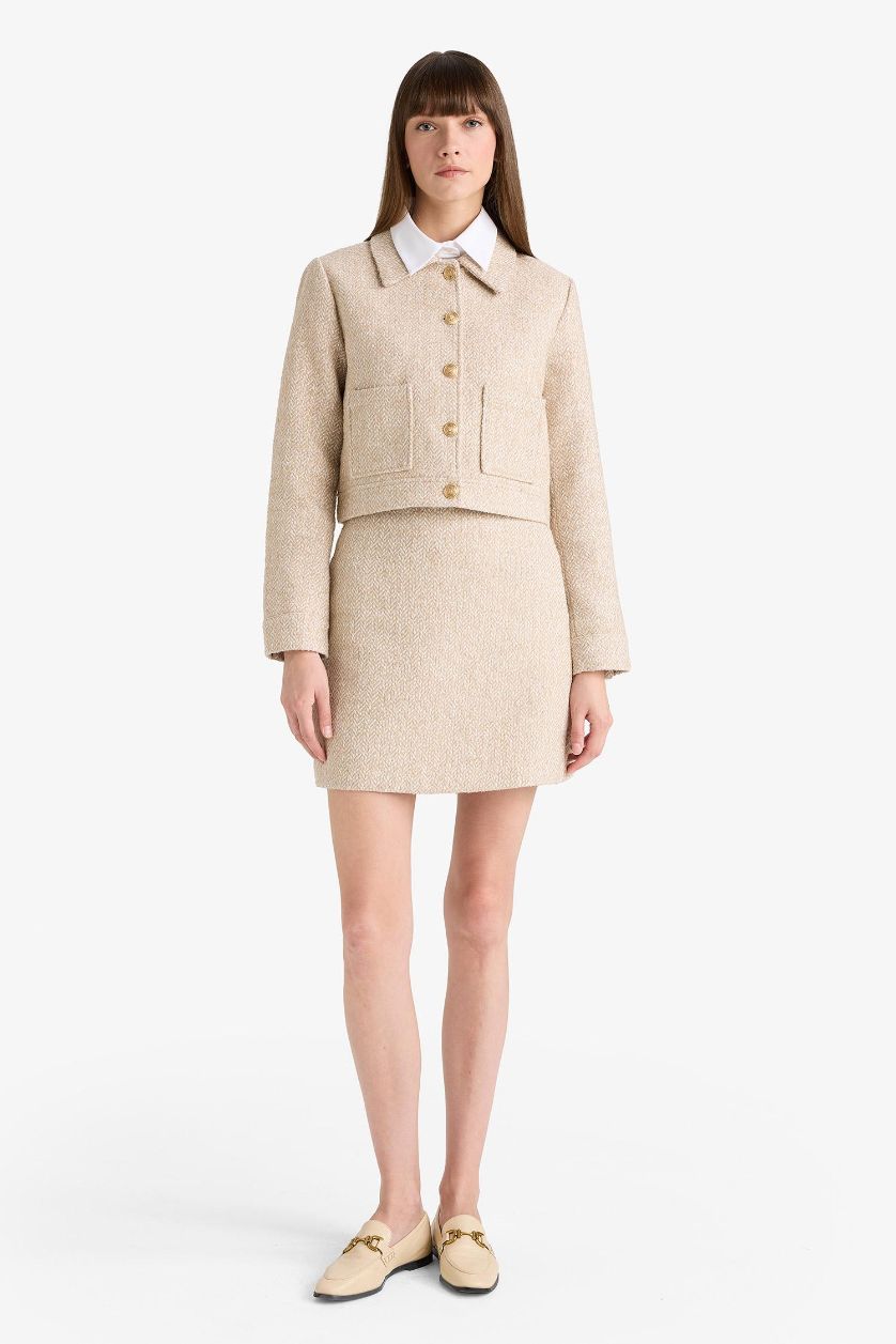 Әйелдерге ашық реңк a сызығы толық астар Тоқылған юбка