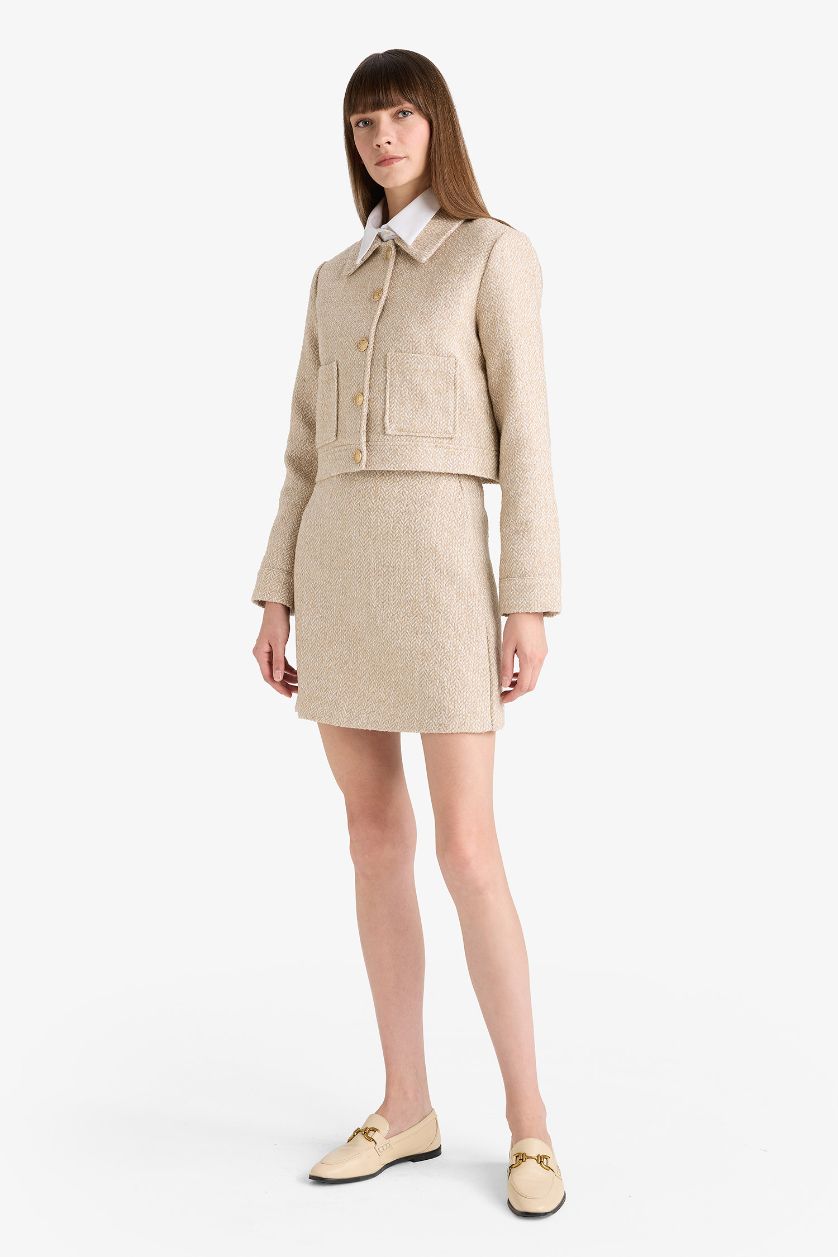 Әйелдерге ашық реңк a сызығы толық астар Тоқылған юбка