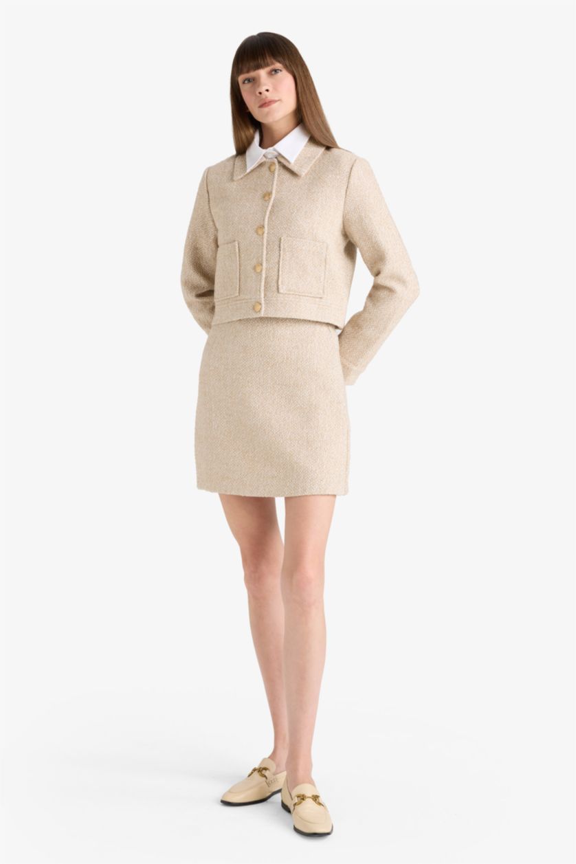 Әйелдерге ашық реңк a сызығы толық астар Тоқылған юбка