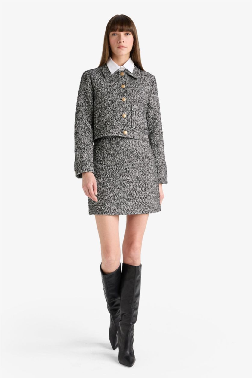 Әйелдерге қара a сызығы толық астар Тоқылған юбка