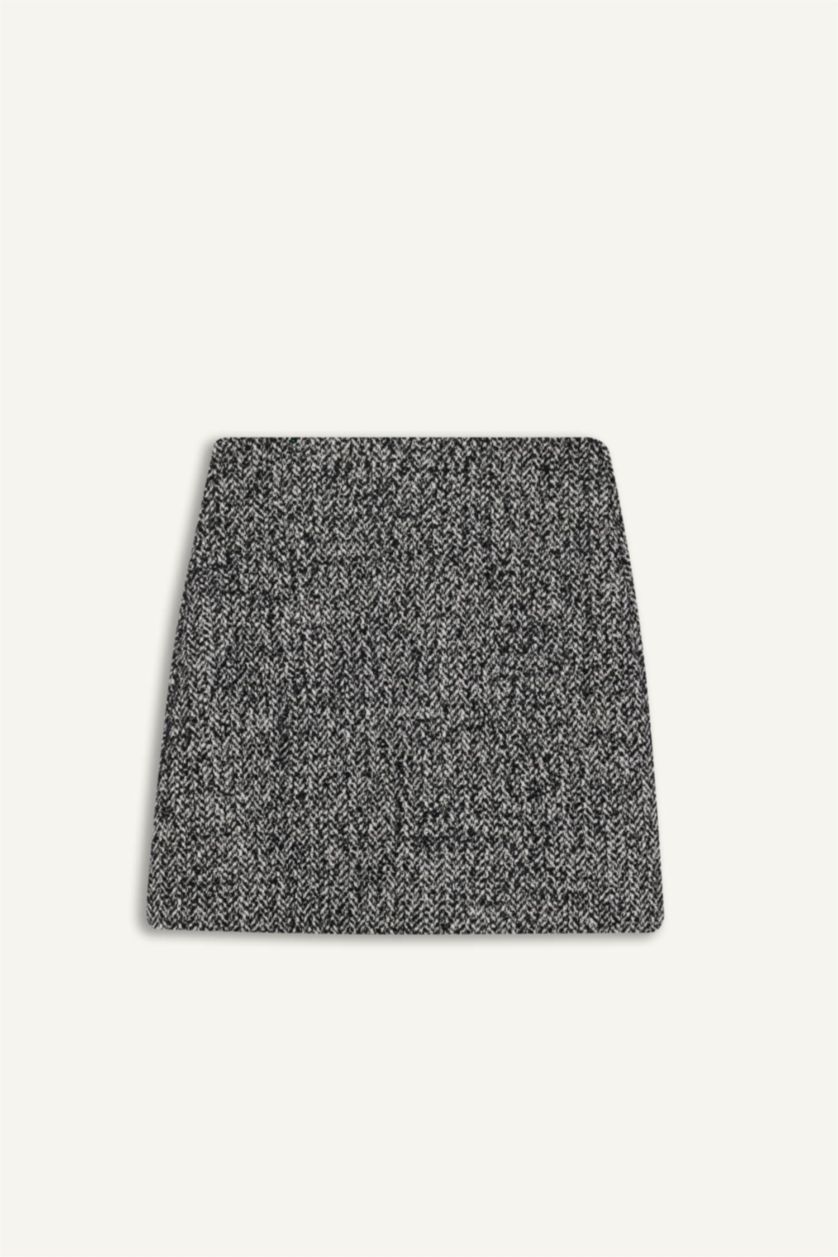 Әйелдерге қара a сызығы толық астар Тоқылған юбка