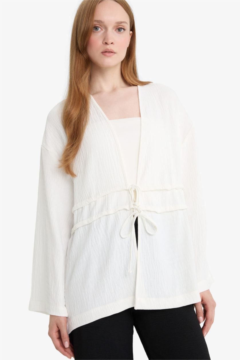 WOMAN White Relax Fit Crew Neck Long Sleeve Tunic