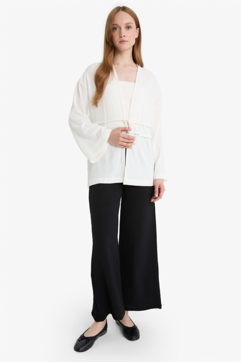 WOMAN White Relax Fit Crew Neck Long Sleeve Tunic