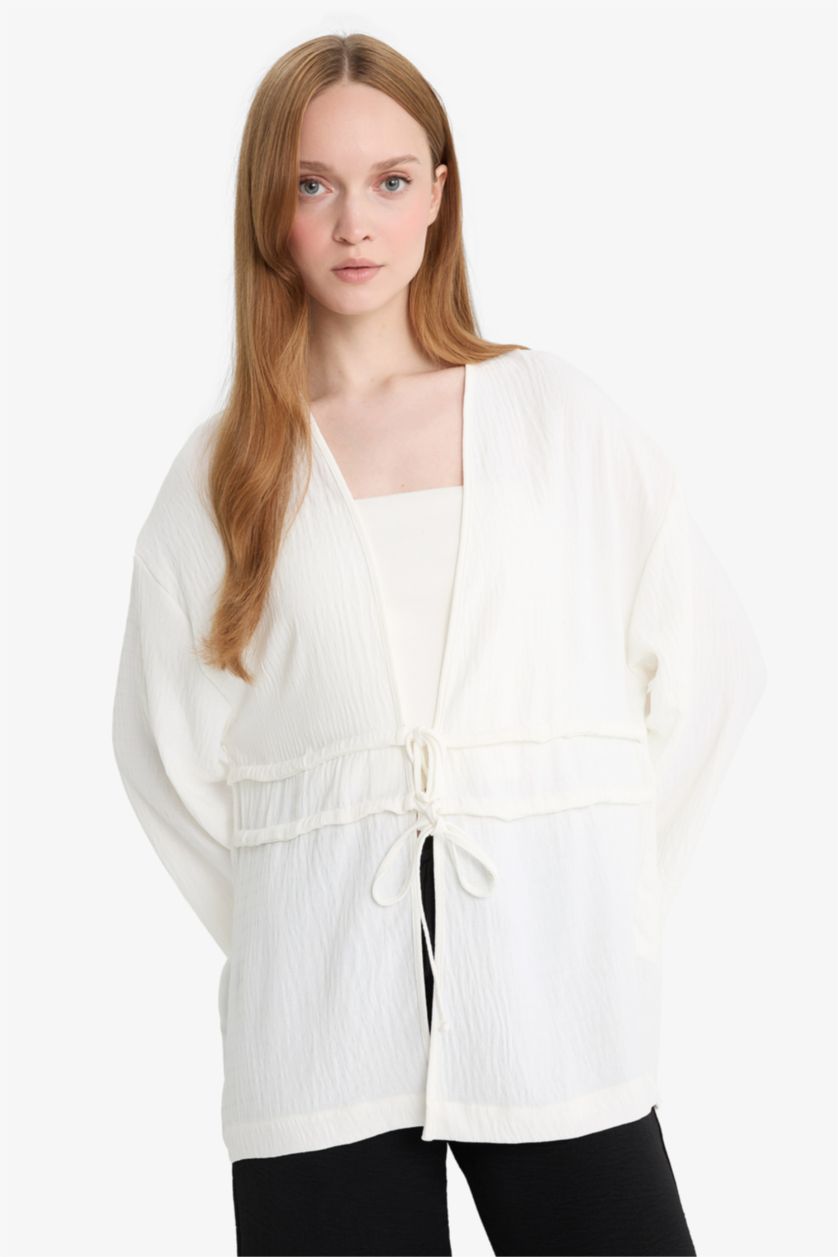 WOMAN White Relax Fit Crew Neck Long Sleeve Tunic