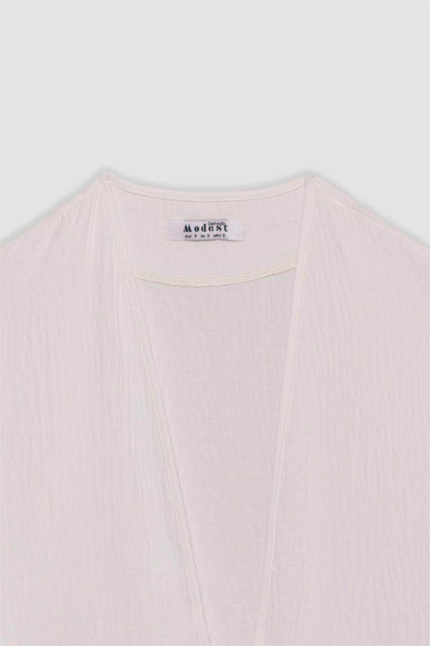 WOMAN White Relax Fit Crew Neck Long Sleeve Tunic