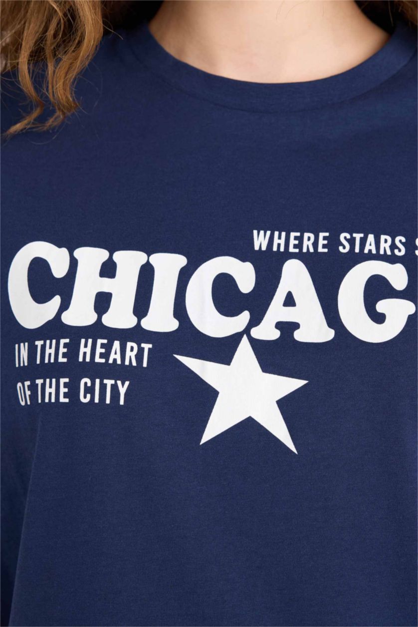 FEMME Marin T-shirt oversize imprimé à manches courtes et col rond