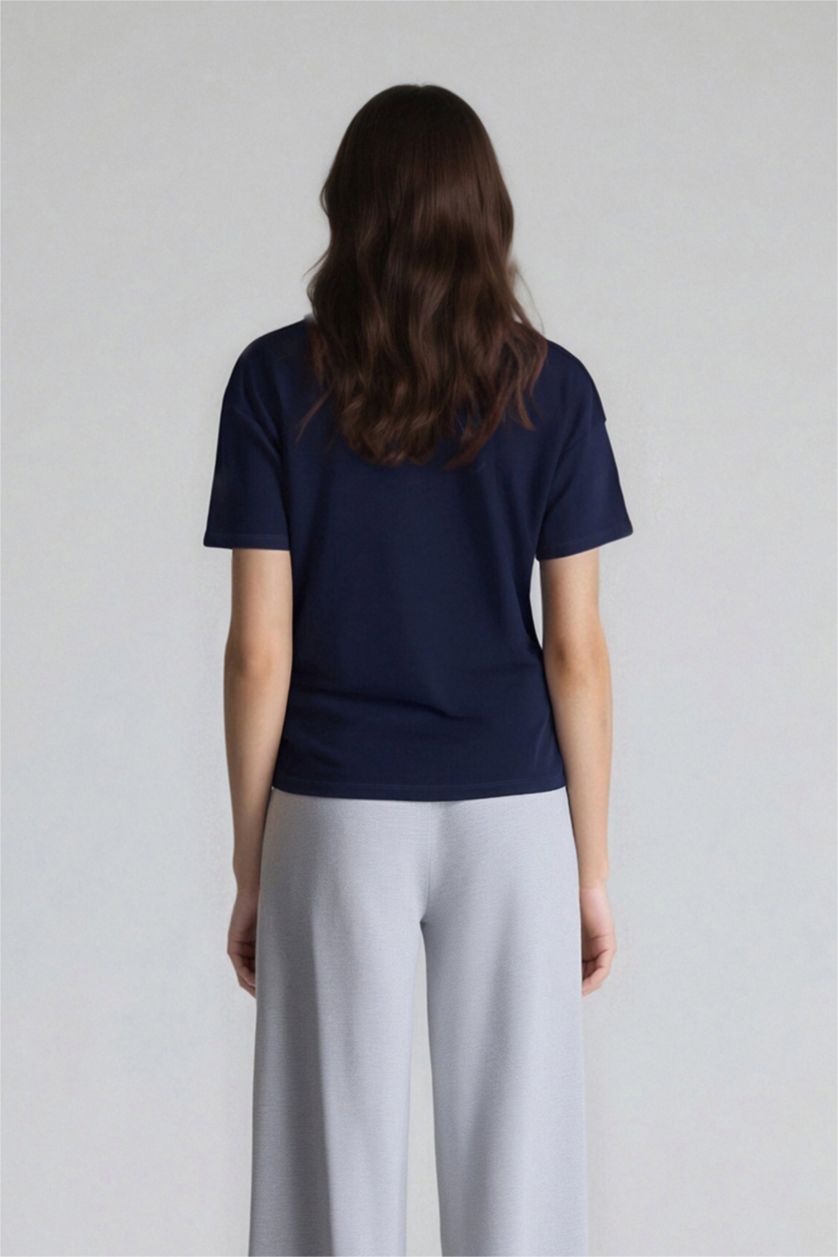 FEMME Marin T-shirt oversize imprimé à manches courtes et col rond