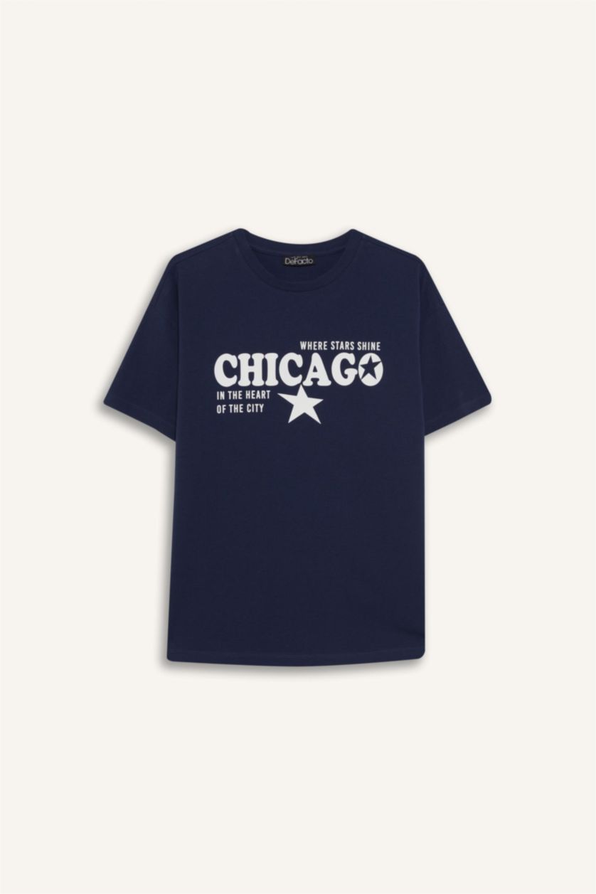 FEMME Marin T-shirt oversize imprimé à manches courtes et col rond