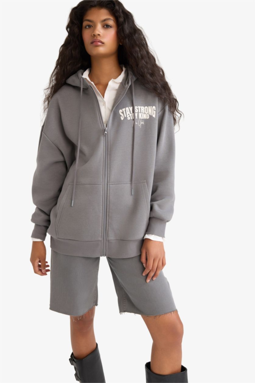 Әйелдерге Сұр үлкен пішім бас киімді Кардиган