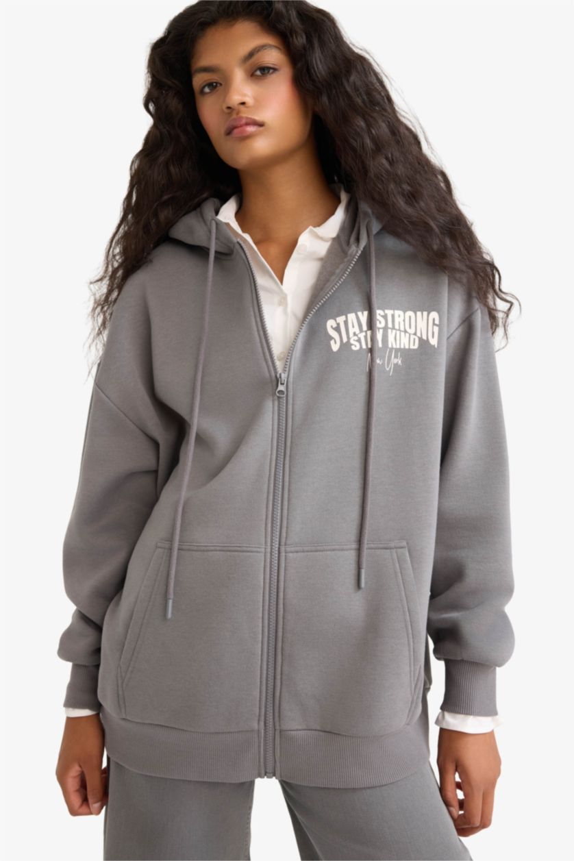 Әйелдерге Сұр үлкен пішім бас киімді Кардиган