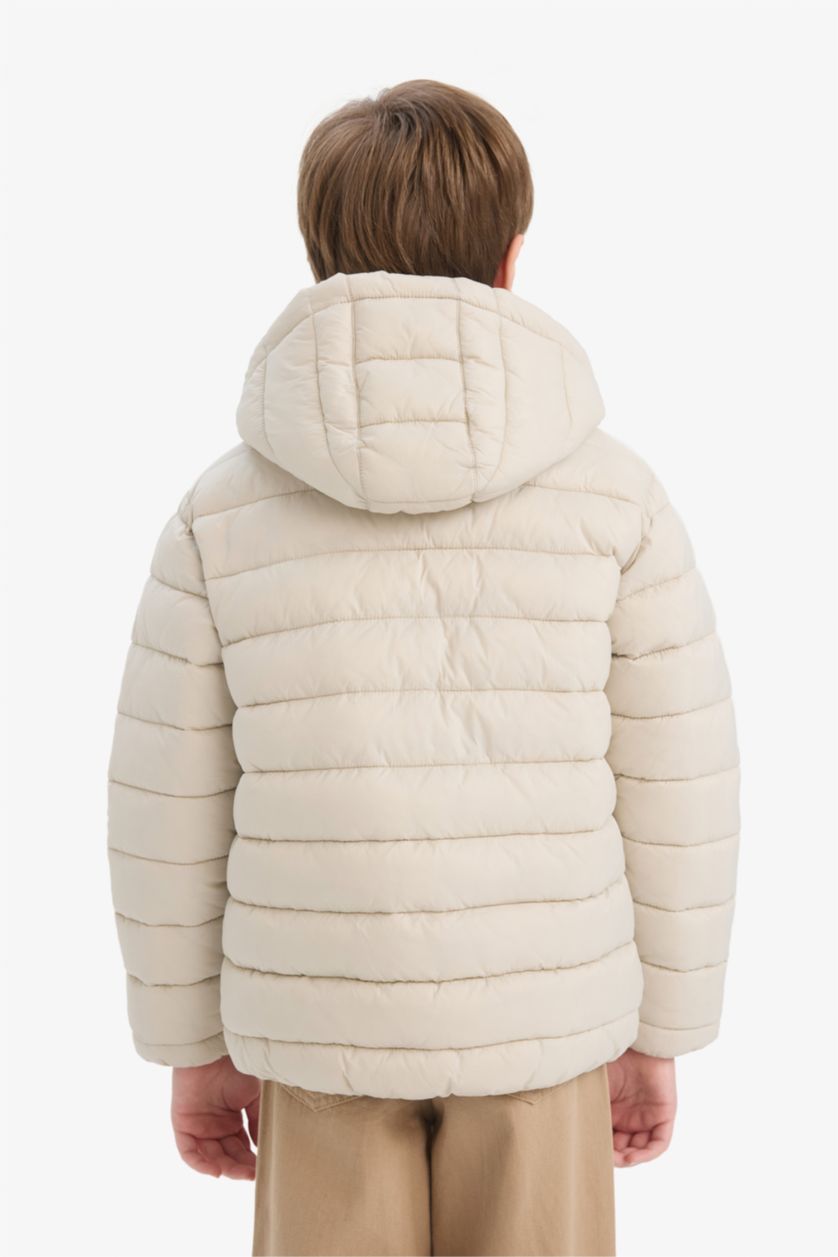 GARÇONS Écru Doudoune imperméable zippée à capuche pour garçon