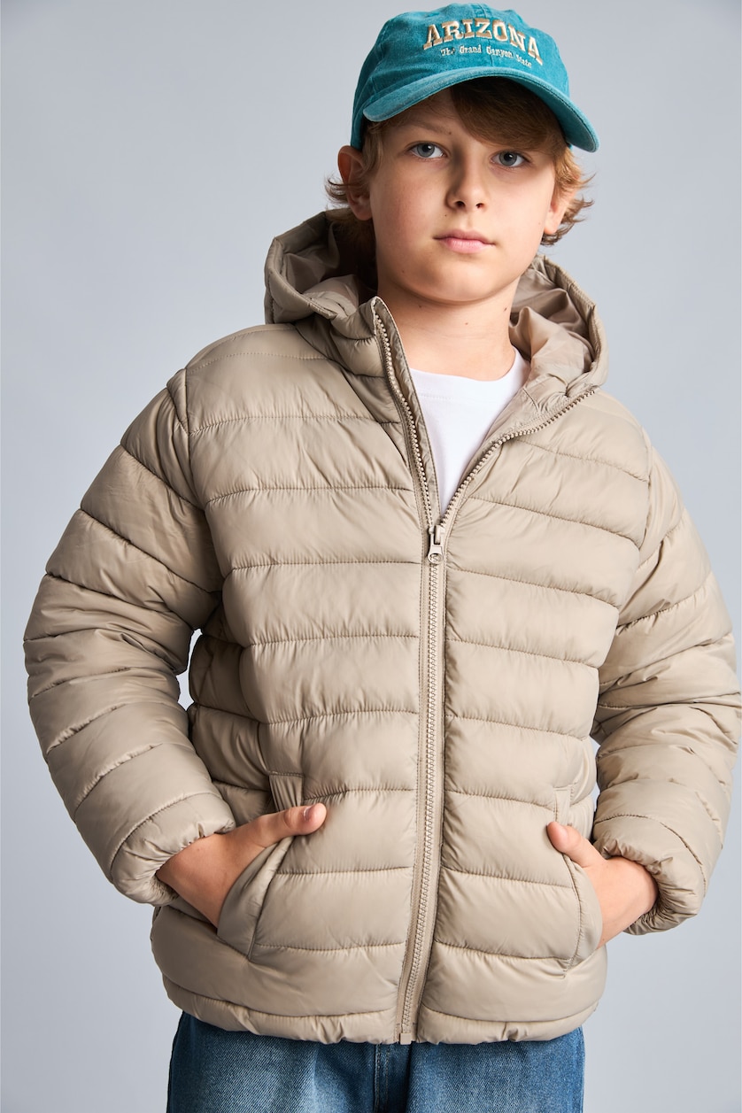 Young Boys - Teen Boys Beige Boy Hooded Puffer Jacket