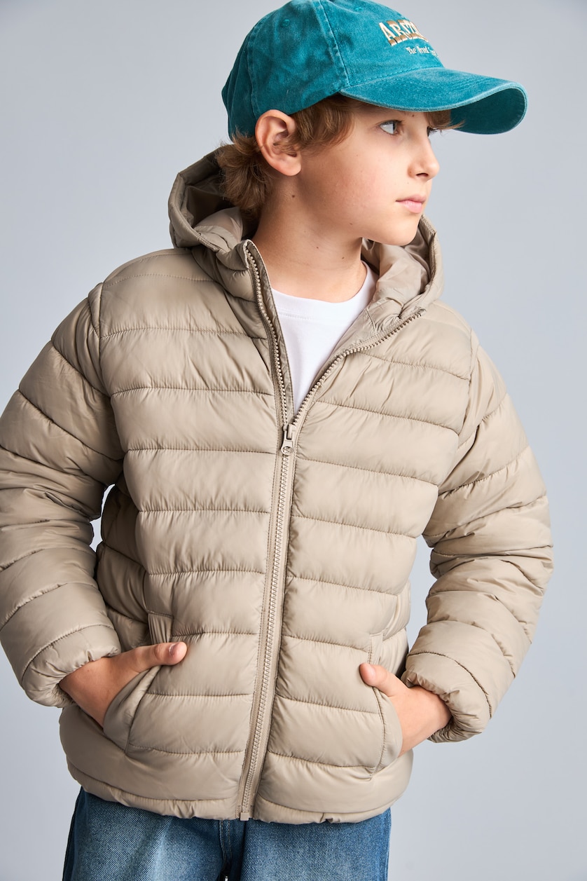 Young Boys - Teen Boys Beige Boy Hooded Puffer Jacket