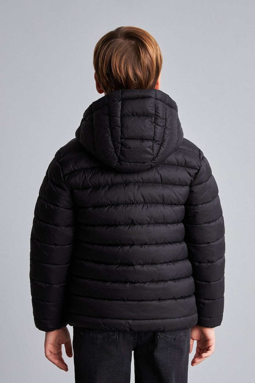 Boys & Teens Black Boy Waterproof Hooded Pocket Puffer Jacket