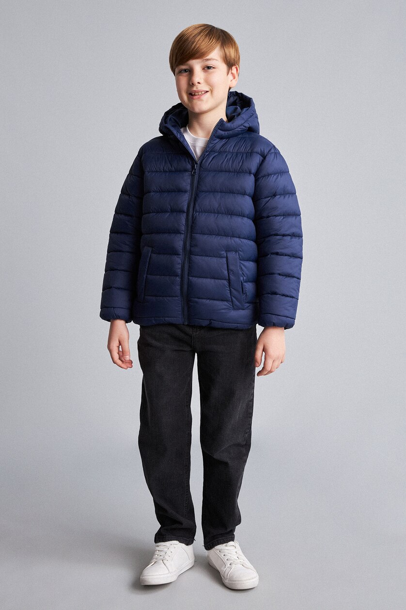 BOYS & TEENS NAVY جاكيت بامب اولادي بكابيشون