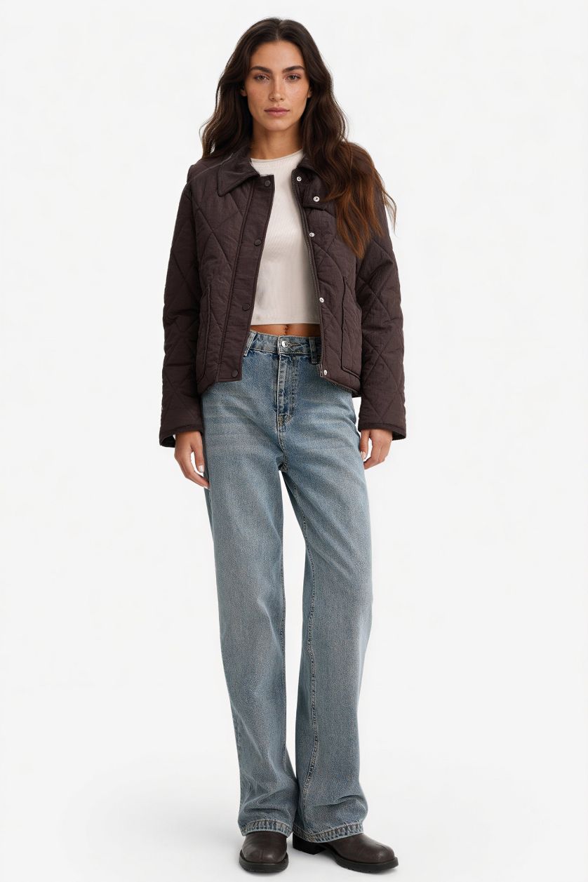 حريمي كامل جاكيت بامب قصة عادية وتر بروف وياقة بولو