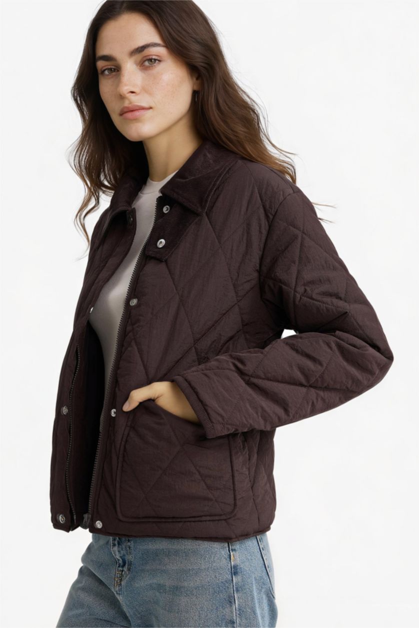 حريمي كامل جاكيت بامب قصة عادية وتر بروف وياقة بولو