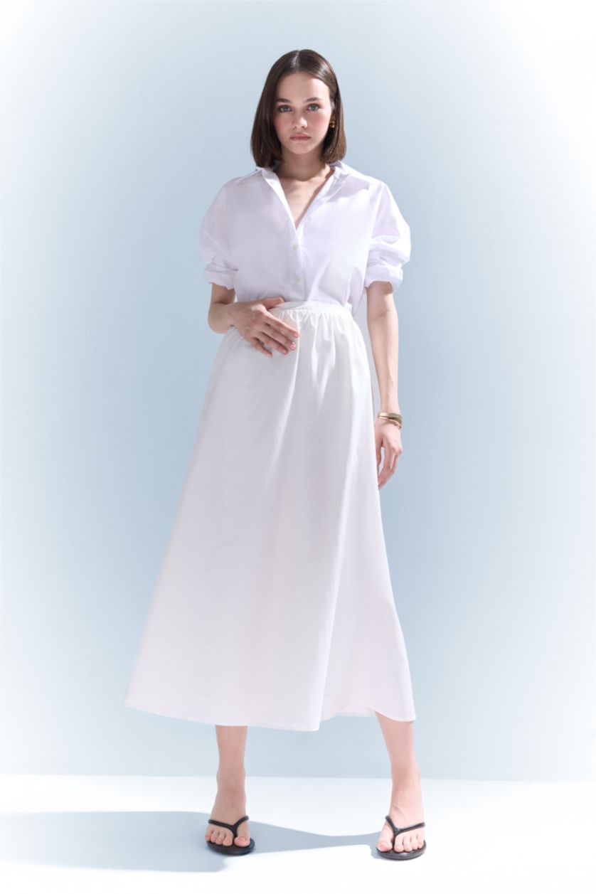 WOMAN White A Cut Midi