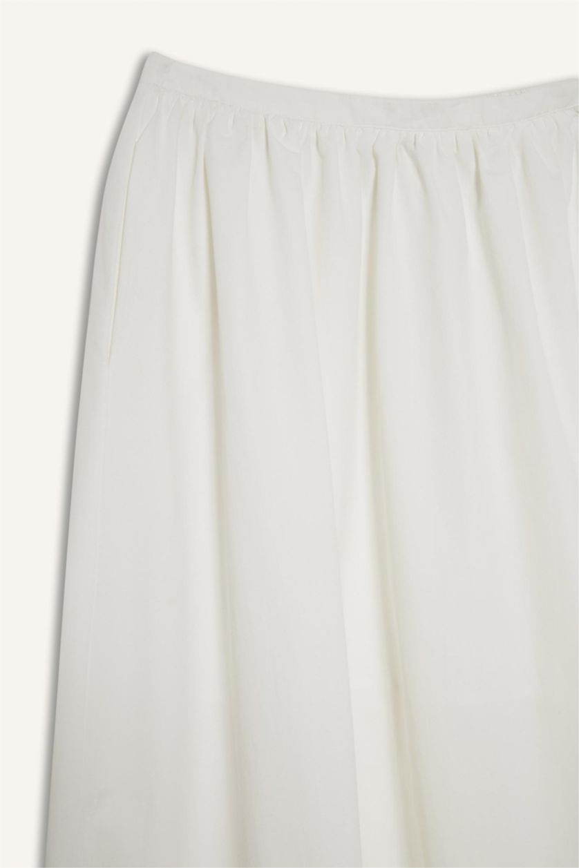 WOMAN White A Cut Poplin Half Lining Normal Waist Midi Skirt