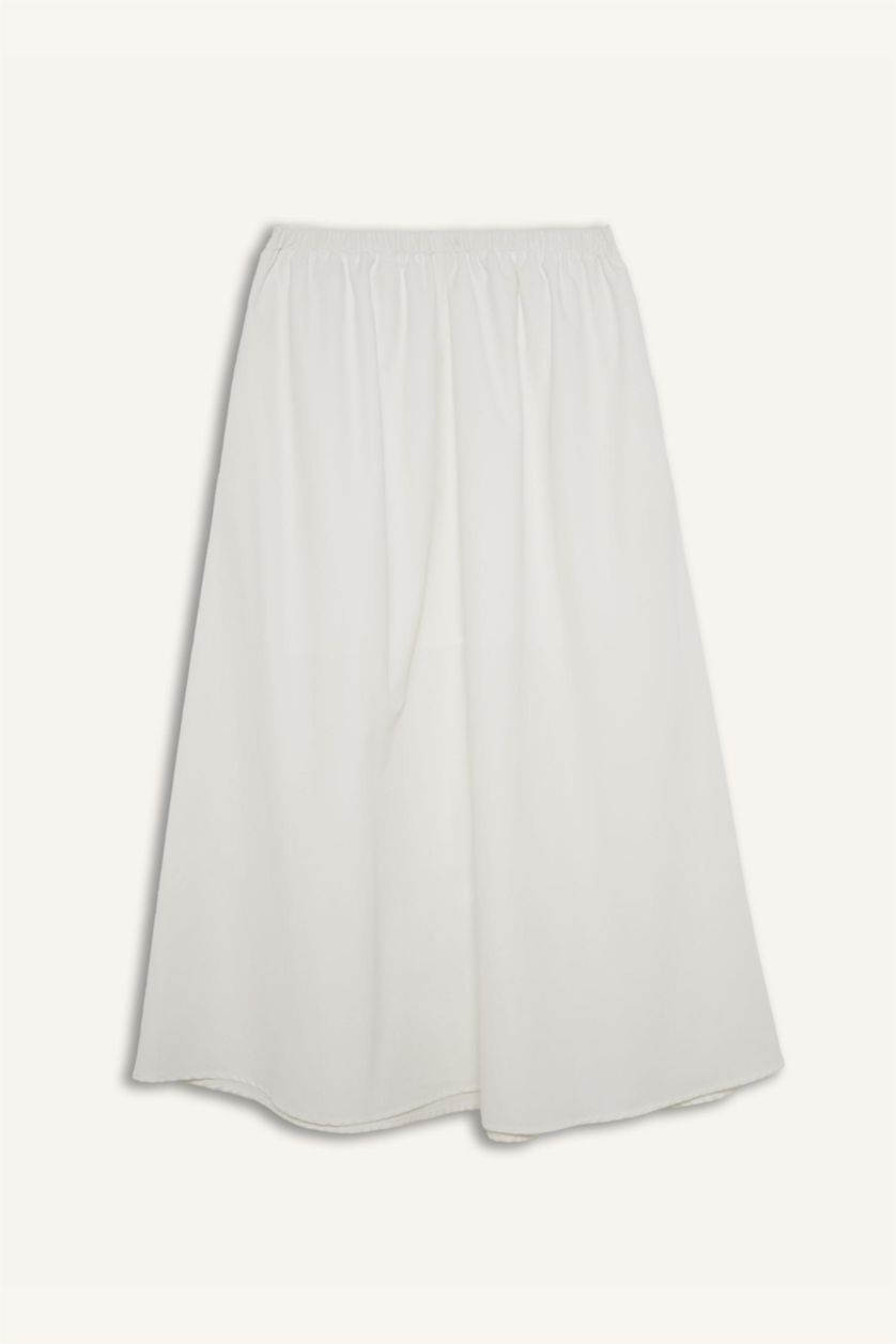 WOMAN White A Cut Poplin Half Lining Normal Waist Midi Skirt