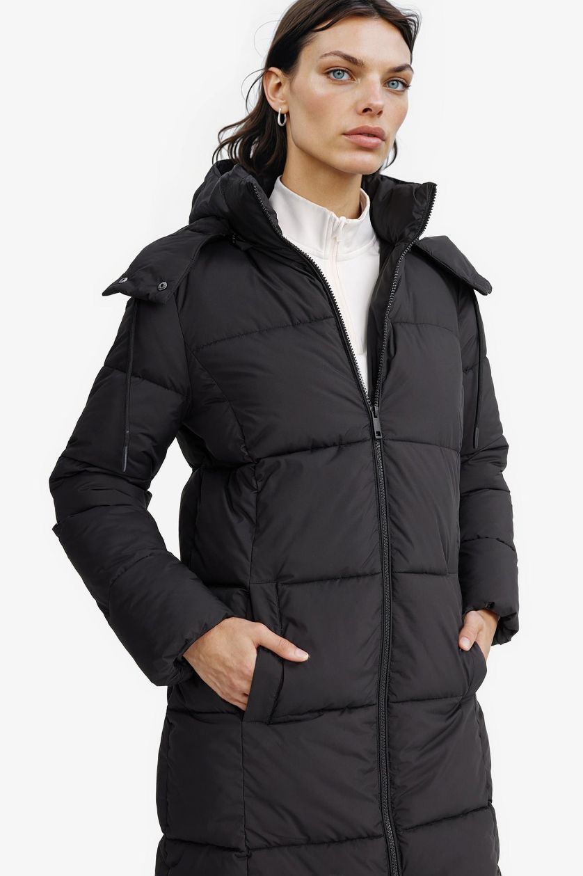 حريمي أسود بالطو قصة عادية بكابيشون وتر بروف