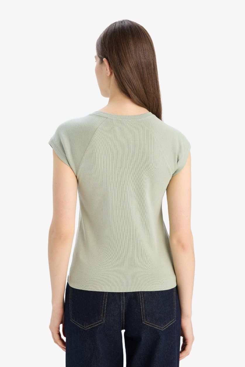 WOMAN Mint Slim Fit Crew Neck Basic T-Shirt