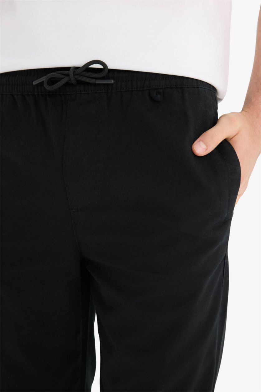 رجالي أسود بنطلون جوجر فيت بجيوب وأستك من تحت