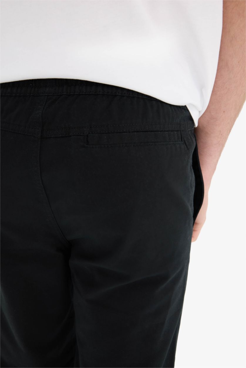 رجالي أسود بنطلون جوجر فيت بجيوب وأستك من تحت