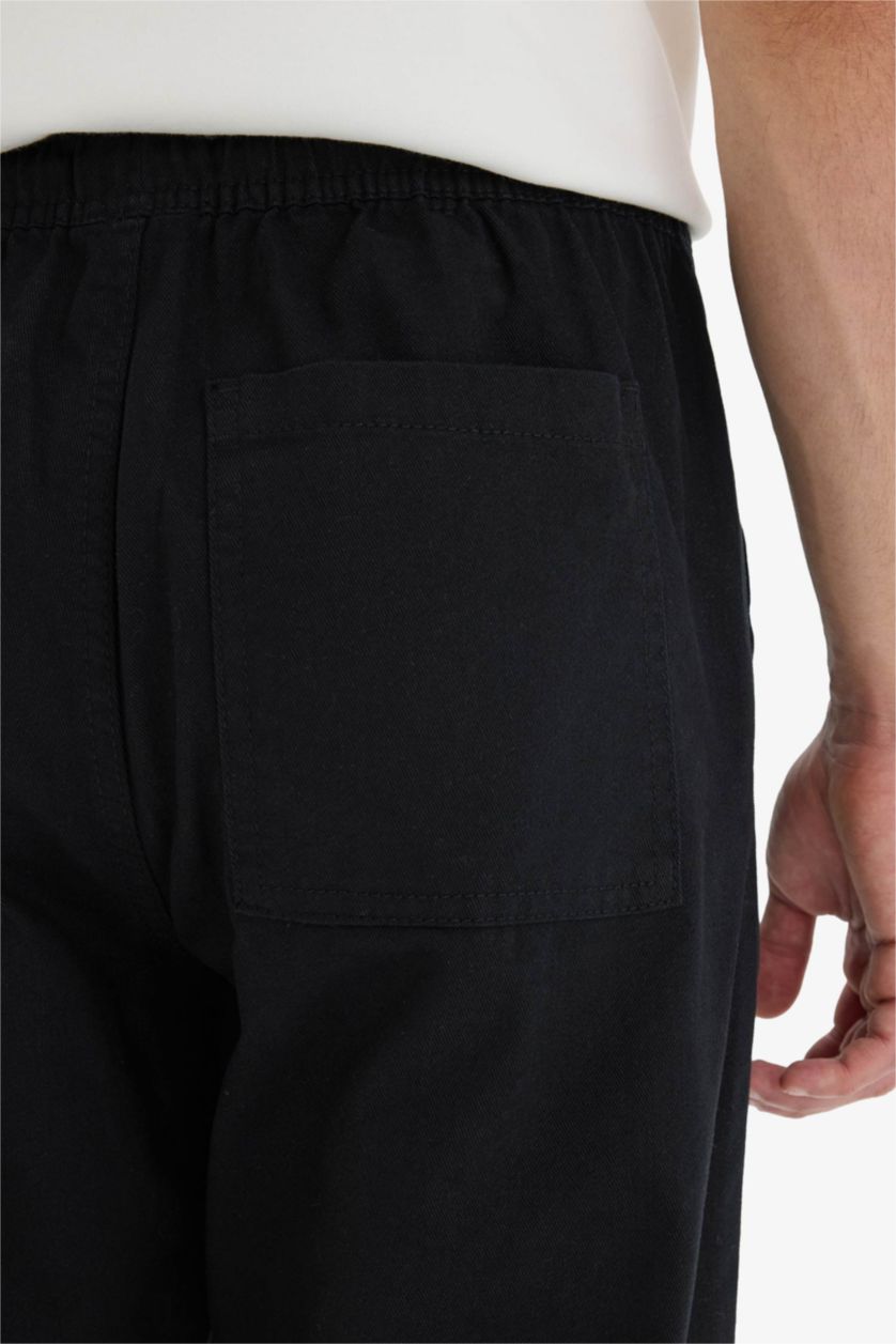 رجال أسود سروال جبردين وايد ليج برجل عادي بجيب باتش