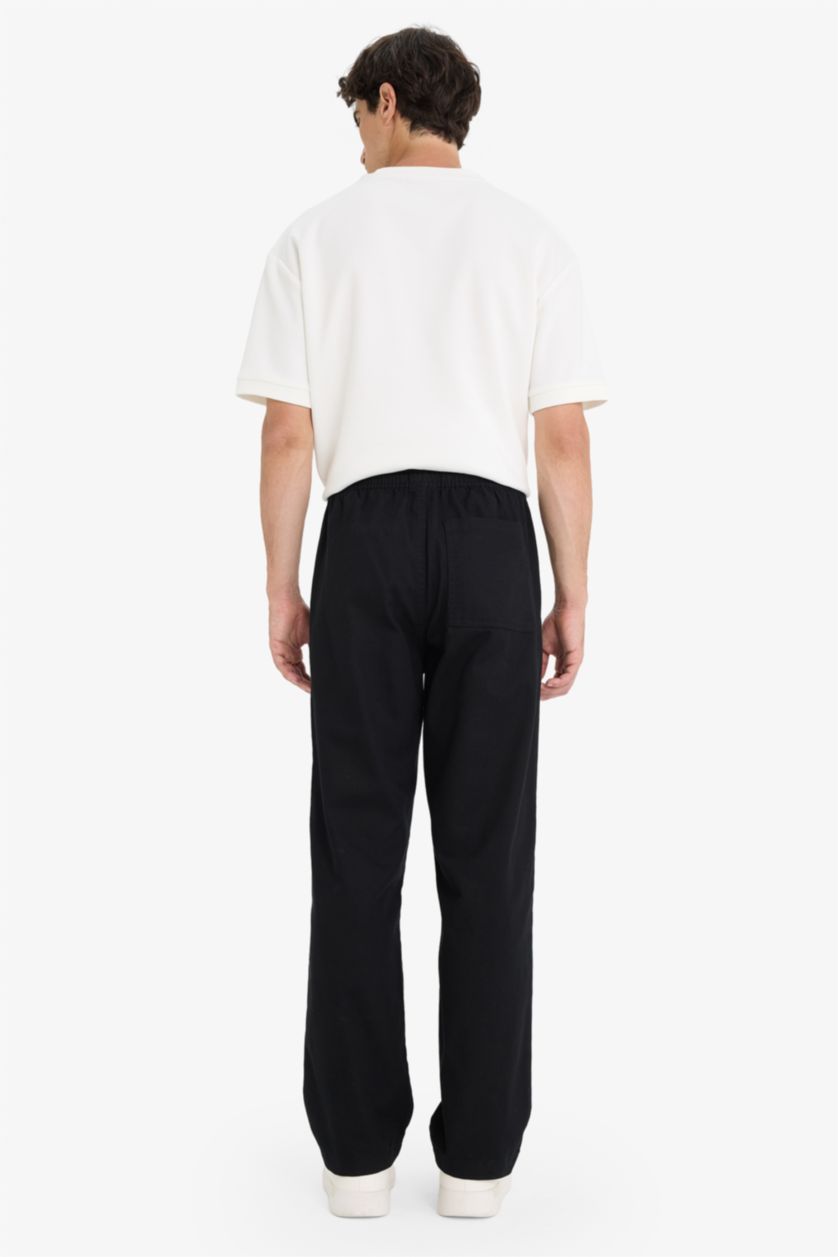 رجال أسود سروال جبردين وايد ليج برجل عادي بجيب باتش