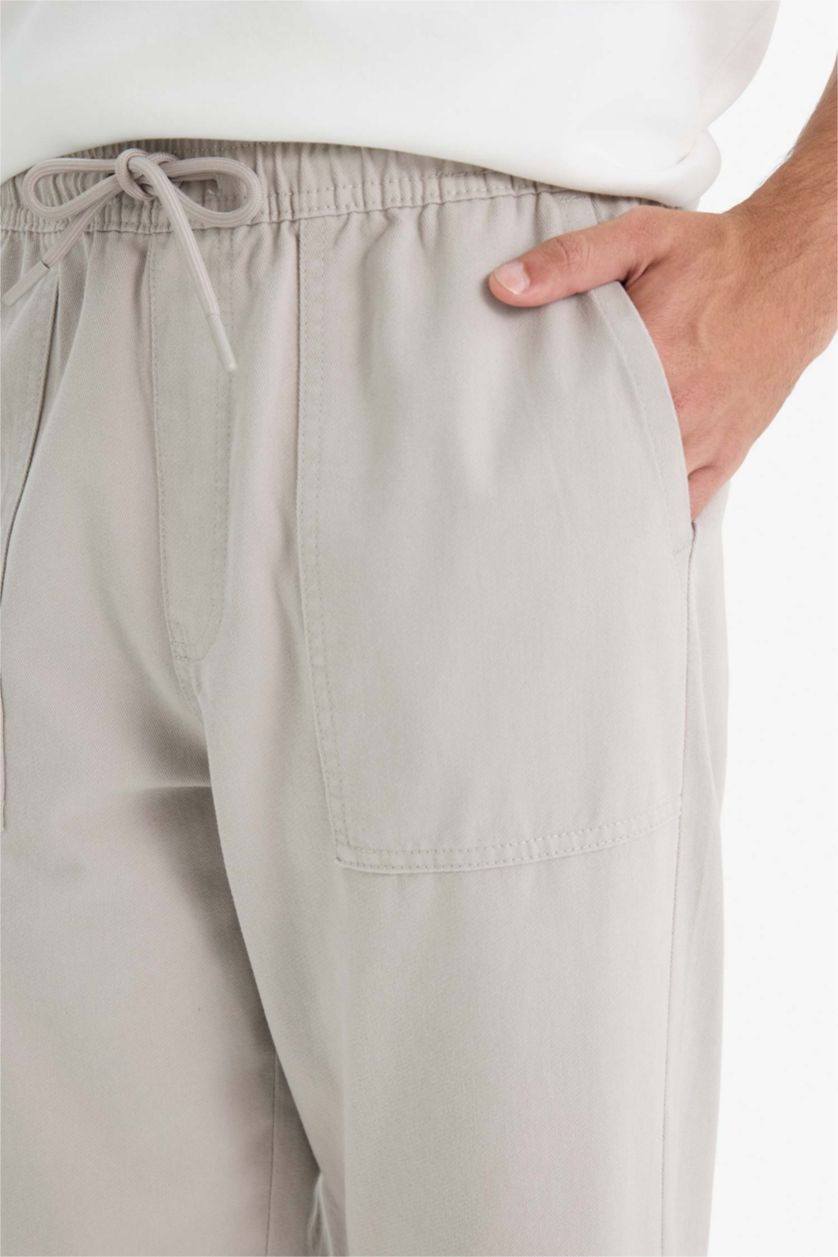 Мужчины Серый Широкие брюки из габардина с накладными карманами и прямыми штанинами