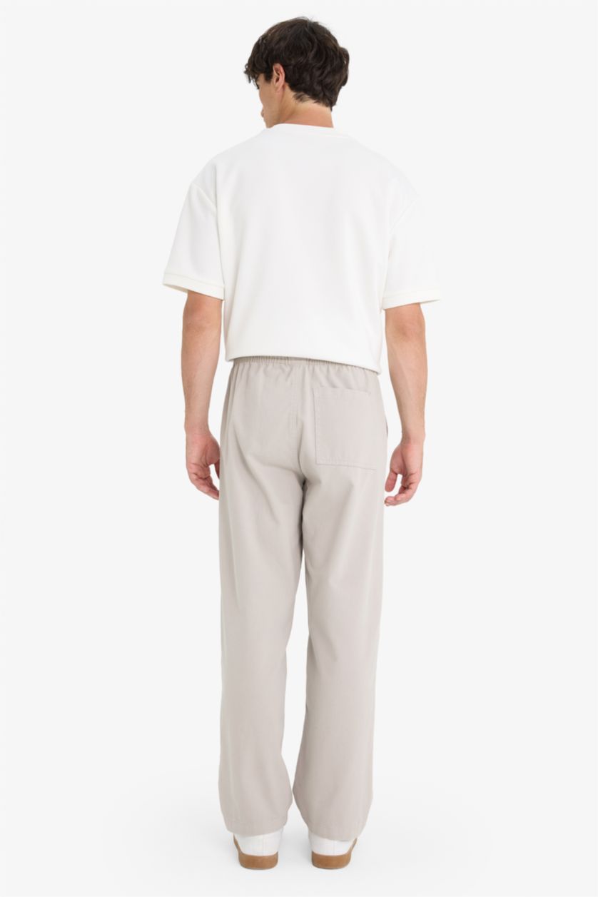 Мужчины Серый Широкие брюки из габардина с накладными карманами и прямыми штанинами