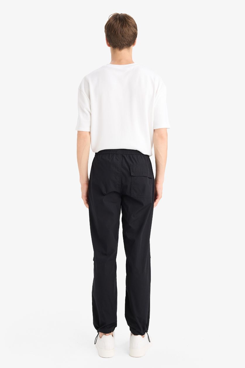 Erkek Siyah %100 Pamuk Paraşüt Pantolon
