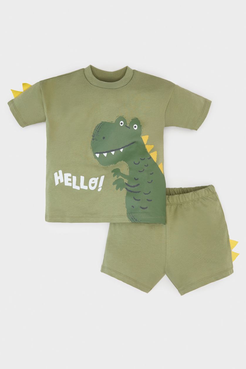 BABY BOY Khaki Baby Boy Dinosaur Printed 2 Piece Set