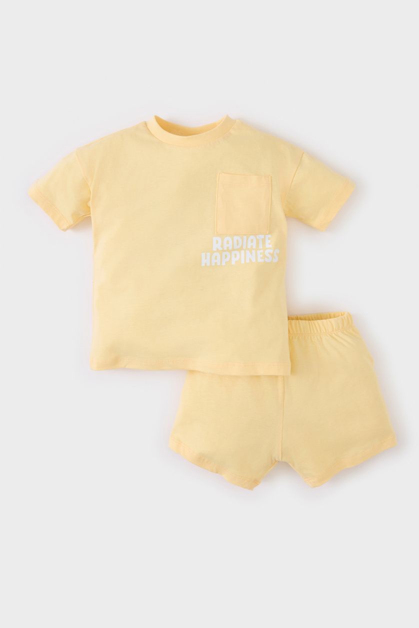 BÉBÉ GARÇON Jaune Clair Ensemble T-shirt et Short à taille élastique pour bébé garçon