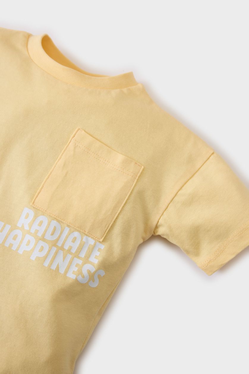 BÉBÉ GARÇON Jaune Clair Ensemble T-shirt et Short à taille élastique pour bébé garçon